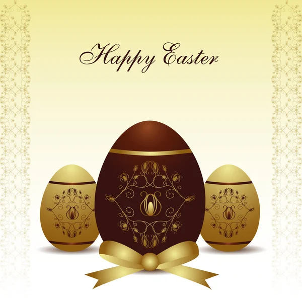 Vector Illustration Golden Easter Background Easter Eggs — Stock Vector