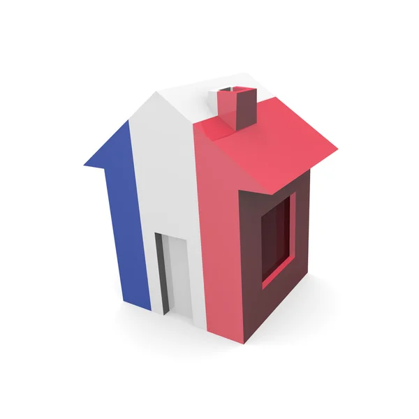 Dom 3d z flaga Francji — Zdjęcie stockowe