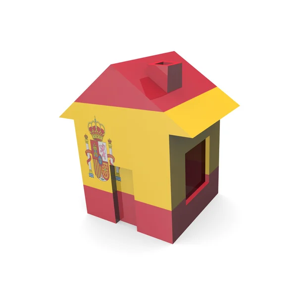 Дом 3d с флагом Испании — стоковое фото