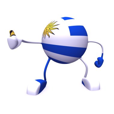 yes and uruguay flag on character on white background clipart