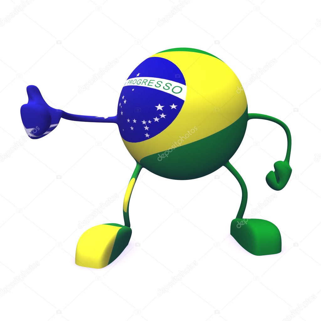 yes and brazil flag on character on white background