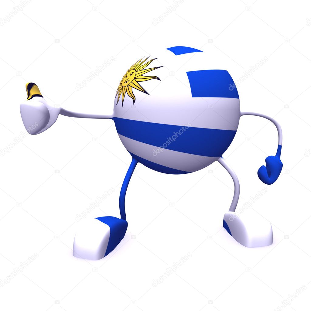 yes and uruguay flag on character on white background