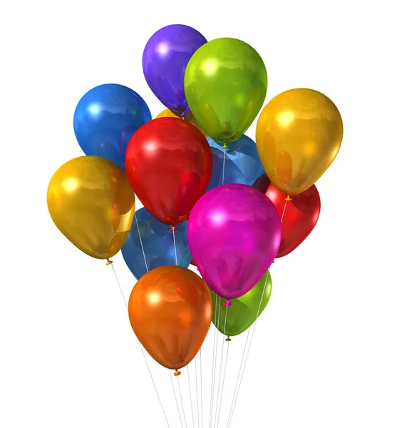 Grupa kolorowe balony Multi na białym tle — Zdjęcie stockowe
