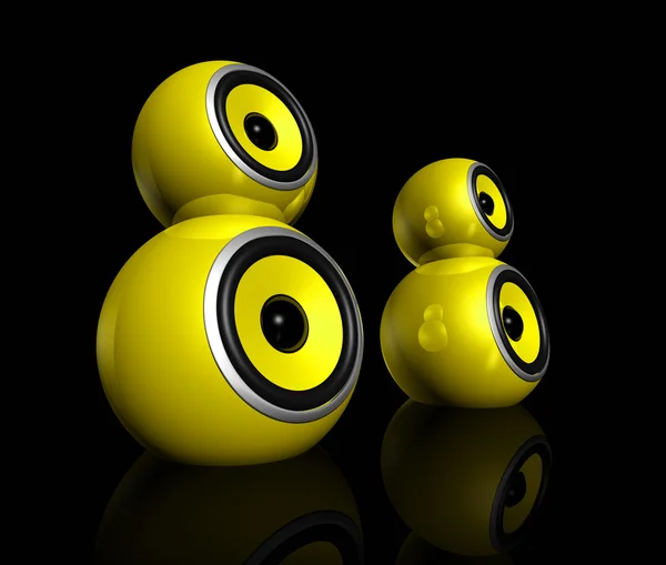 Sárga hangszóró labdák — Stock Fotó