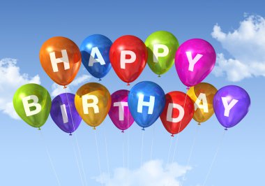 Happy Birthday balloons in the sky