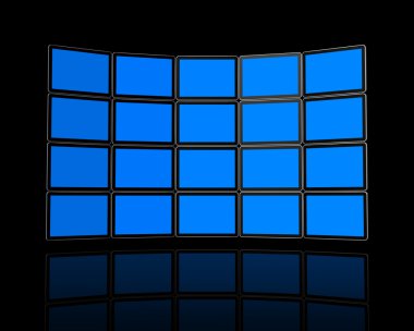 Wall of flat tv screens clipart