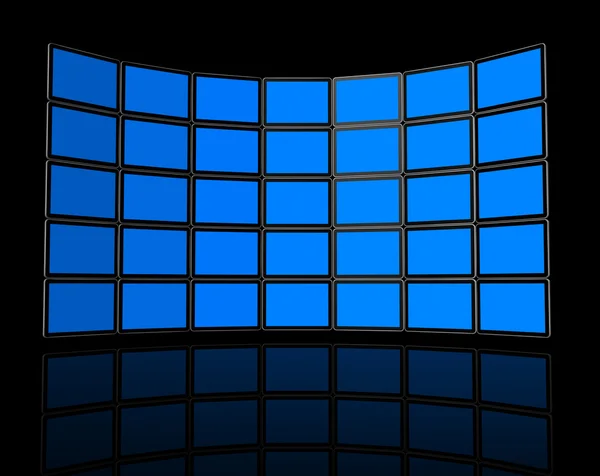 Wall of flat tv screens — Stock Photo, Image