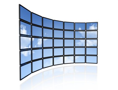 Video wall of flat tv screens clipart