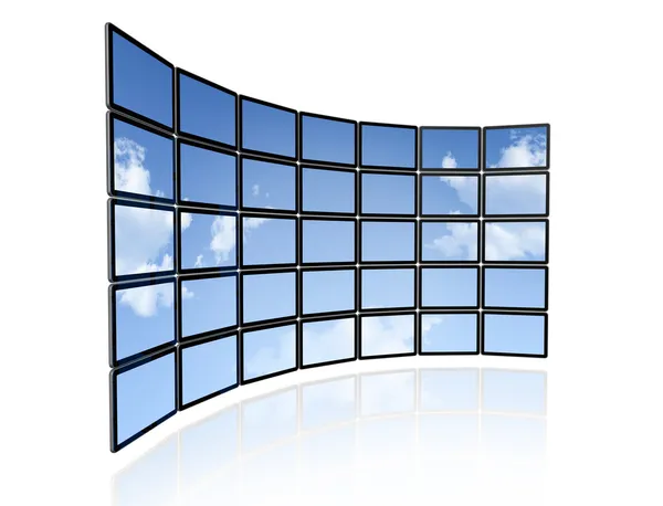 Video vägg av platta TV-skärmar — Stockfoto