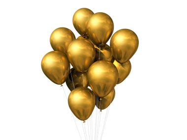 Gold balloons isolated on white clipart