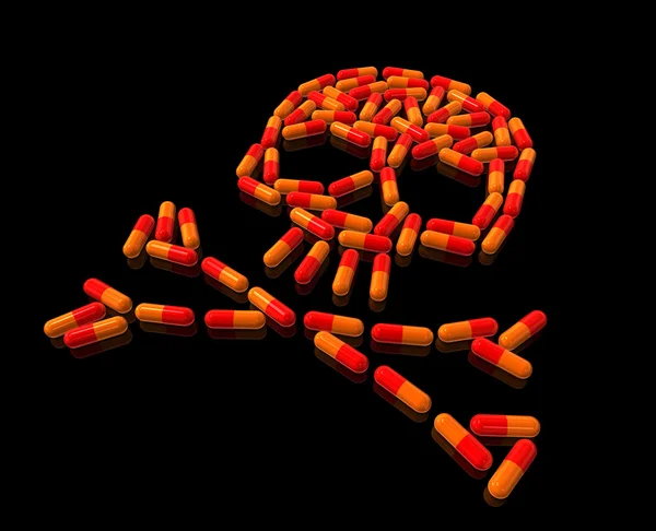 Schedel gemaakt van capsule pillen — Stockfoto