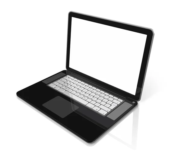 Computador portátil preto isolado no branco — Fotografia de Stock