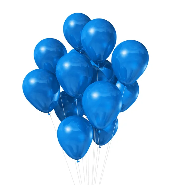 Balões azuis isolados sobre branco — Fotografia de Stock
