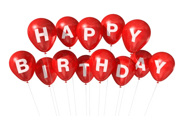 Rode gelukkige verjaardag ballonnen — Stockfoto