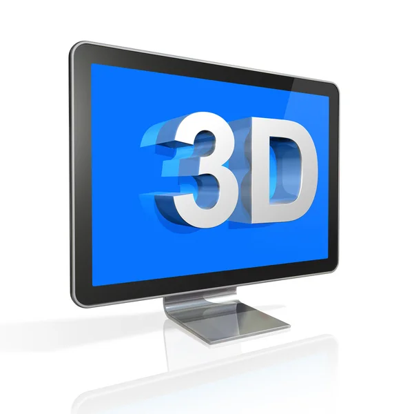 Pantalla de televisión 3D con texto 3D — Foto de Stock