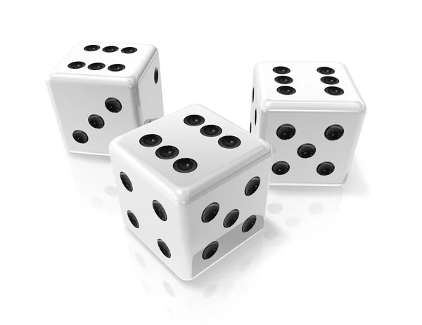 Three white win dices — Stock Photo, Image