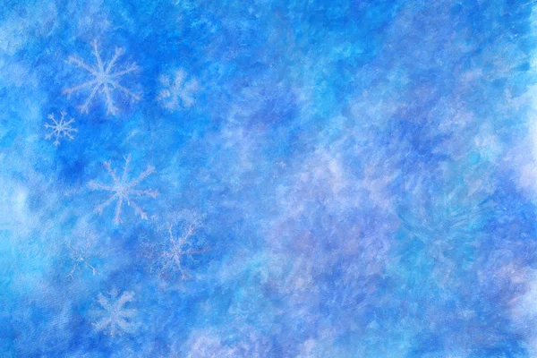 Kék téli háttér hópelyhekkel — Stock Fotó