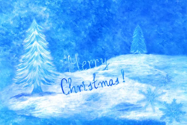 Blaue Weihnachtsgrußkarte — Stockfoto