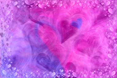 Colorful romantic background framed with hearts clipart