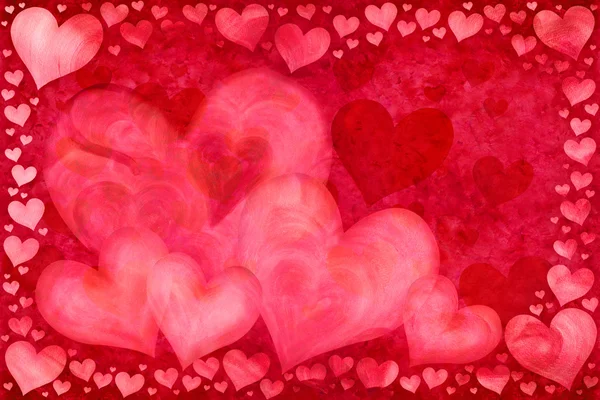 Cartão Dia Valentim Vermelho Com Corações — Fotografia de Stock