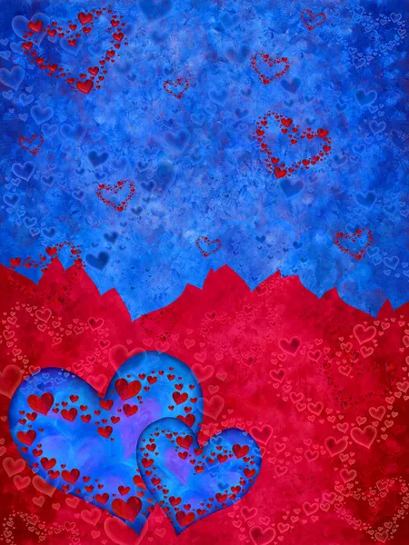 Blaue und rote Herzen — Stockfoto