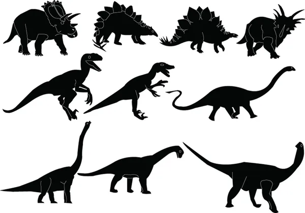 恐竜シルエット コレクション — ストックベクタ
