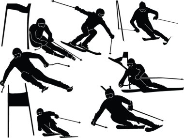 Large slalom skiing collection - vector clipart