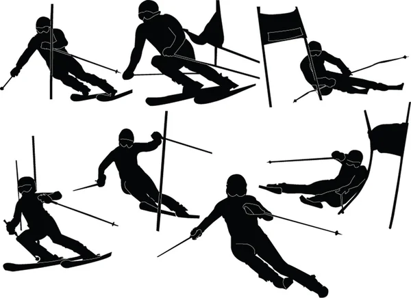 Катание на лыжах - вектор — стоковый вектор