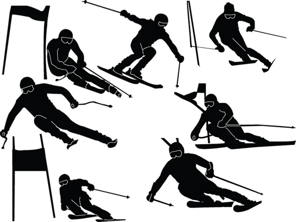 Stor slalom skidåkning kollektion - vektor Royaltyfria Stockvektorer