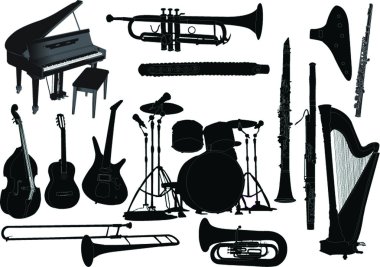 Musical instruments collection clipart