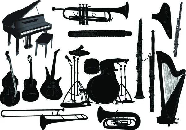 Colección de instrumentos musicales — Vector de stock