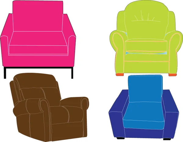 Armchairs collection silhouettes — Stock Vector