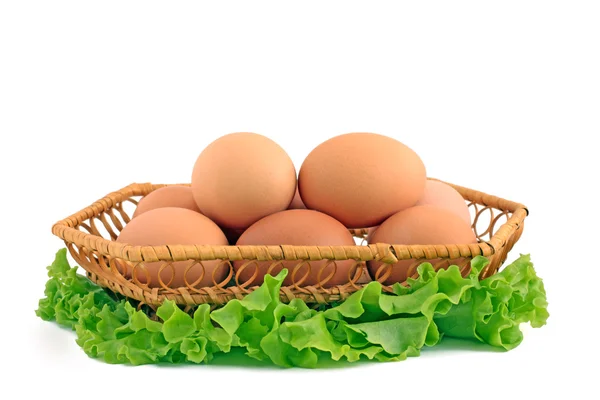 Eggs Basket White Background — Stock Photo, Image