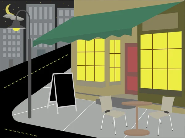 Angolo Diner fondo della strada notturna con luci accese — Vettoriale Stock
