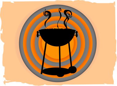 BBQ inside abstract circle bullseye like grungy boarder clipart