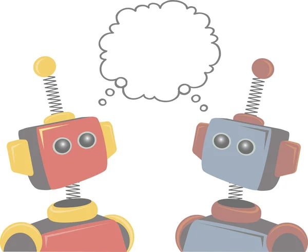 Dois robôs pensando no mesmo assunto — Vetor de Stock