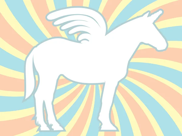 Silueta blanca Unicornio Remolino Fondo Vector Ilustración — Vector de stock