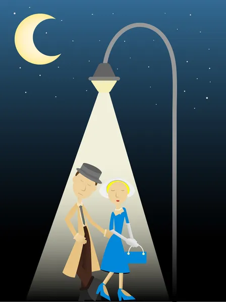Soukromé očko a ženy klienta svítí pouliční lampy — Stockový vektor