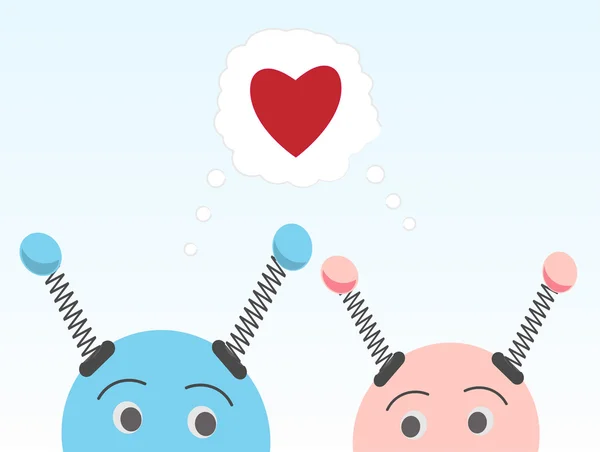 Robots furtivos enamorados Valentine Geek Fun — Archivo Imágenes Vectoriales