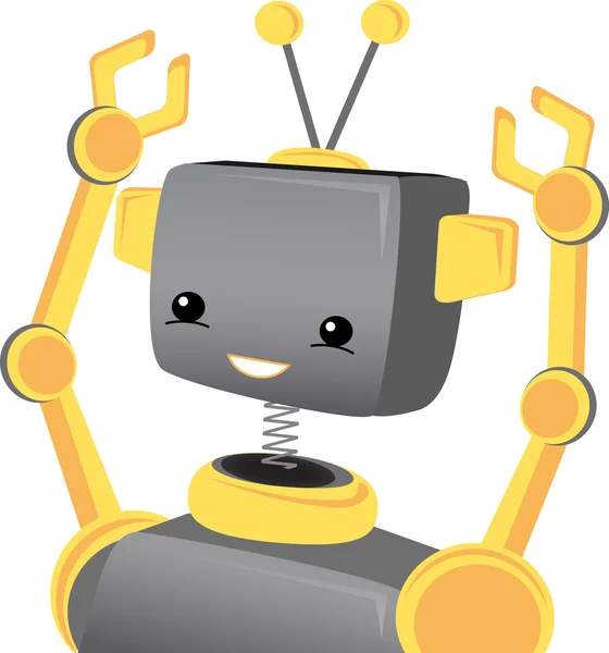 Ребенок-робот Smiles размахивает руками — стоковый вектор