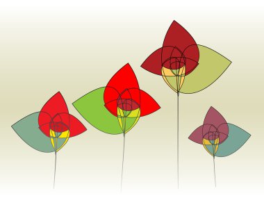 Set of flowers unusual in shape and size editable vector illustration clipart