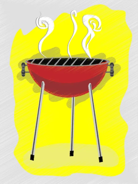 Barbecue Accents Abstraits Rugueux Croquis Style Illustration Vectorielle Modifiable — Image vectorielle