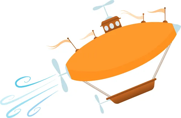 Ljusa tecknade fantasy airshipen sår upp — Stock vektor