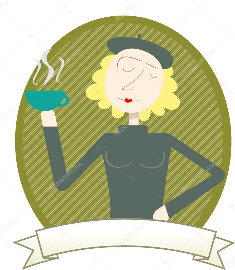 Woman in Coffee Label holding cup