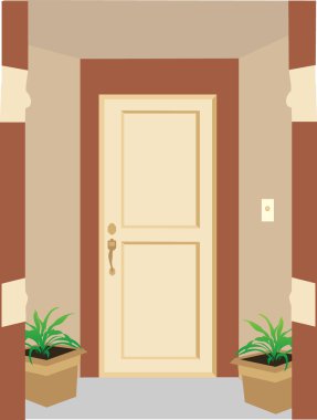 Inner doorway plants and pillars clipart