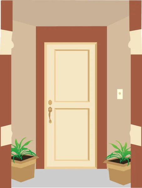 Pflanzen und Säulen im Inneren der Tür — Stockvektor