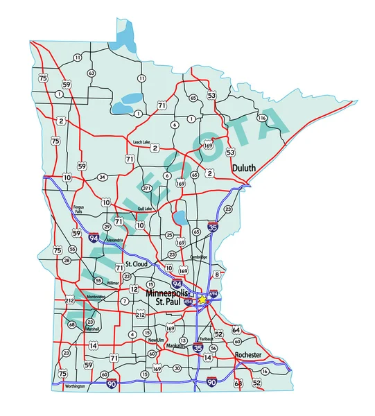 Minnesota State Interstate Mappa — Foto Stock