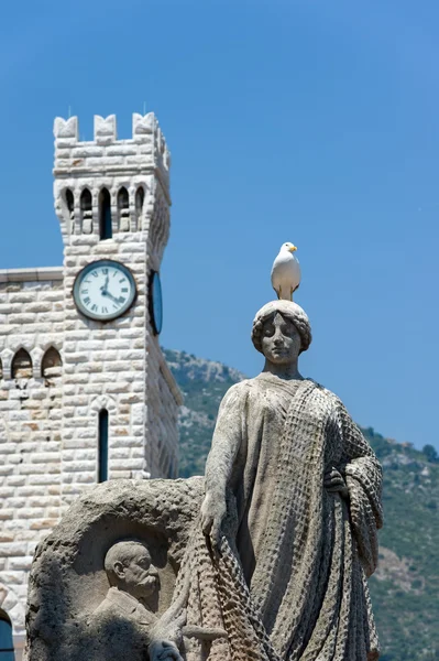 stock image Statue of the Prince's Palace in Monaco under blue sky