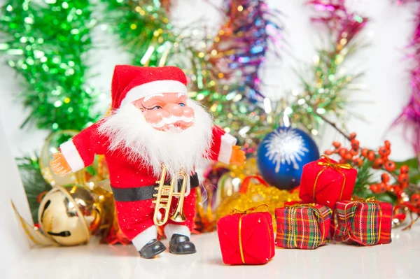 Jul hälsning santa med gåvor — Stockfoto