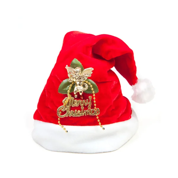 Chapéu tradicional de Papai Noel sobre fundo branco — Fotografia de Stock